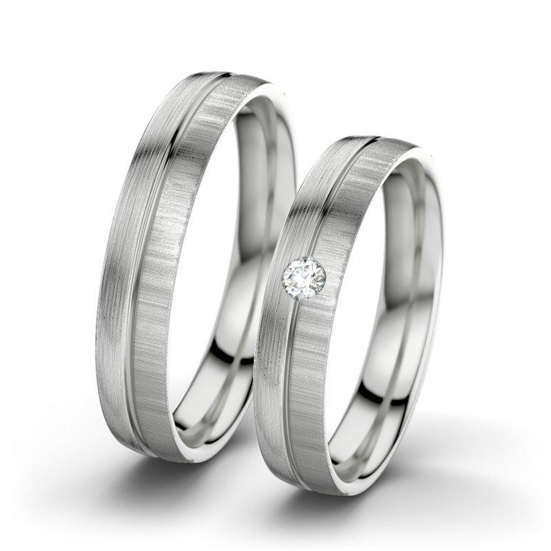 Diamantring Catherine F4, Sterlingsilber 925 längsmatt, von vorn