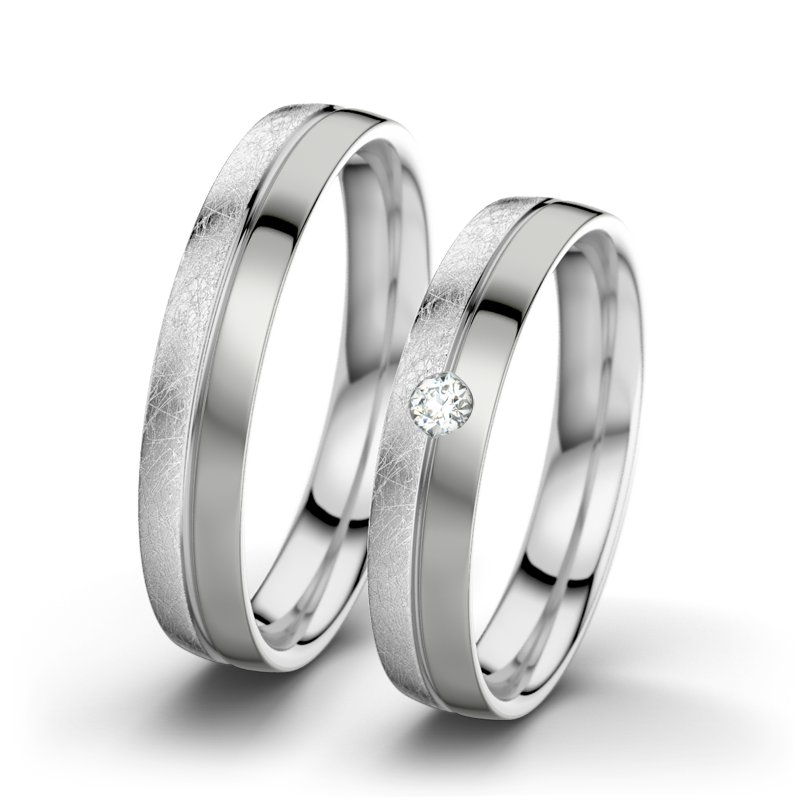 Diamantring Catherine F4, Weißgold 750 eismatt, von vorn
