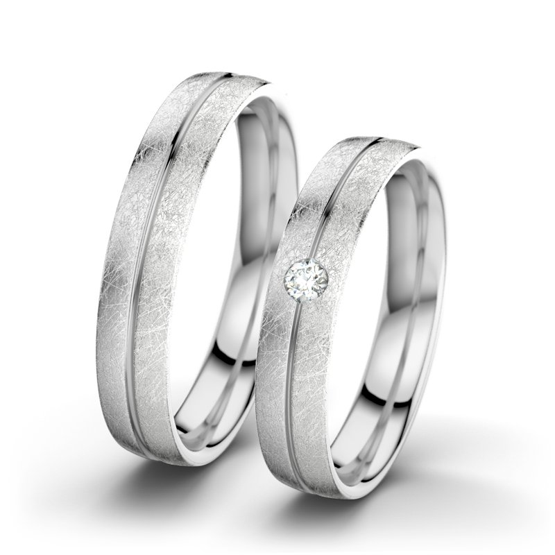 Diamantring Catherine F4, Weißgold 585 eismatt, von vorn
