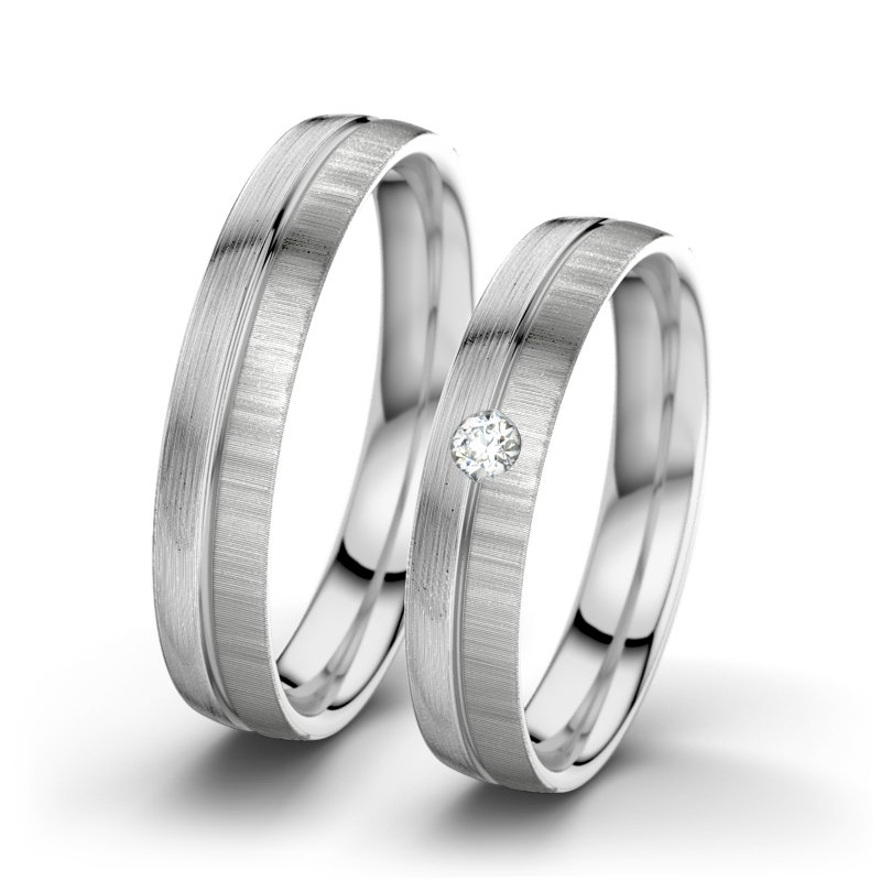 Diamantring Catherine F4, Weißgold 750 längsmatt, von vorn