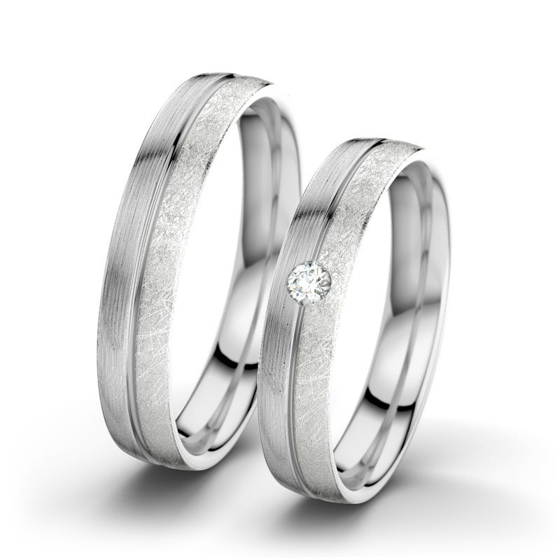 Diamantring Catherine F4, Weißgold 585 längsmatt, von vorn