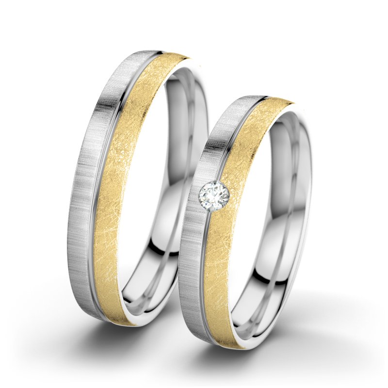 Diamantring Catherine F4, Weißgold 585 quermatt, von vorn