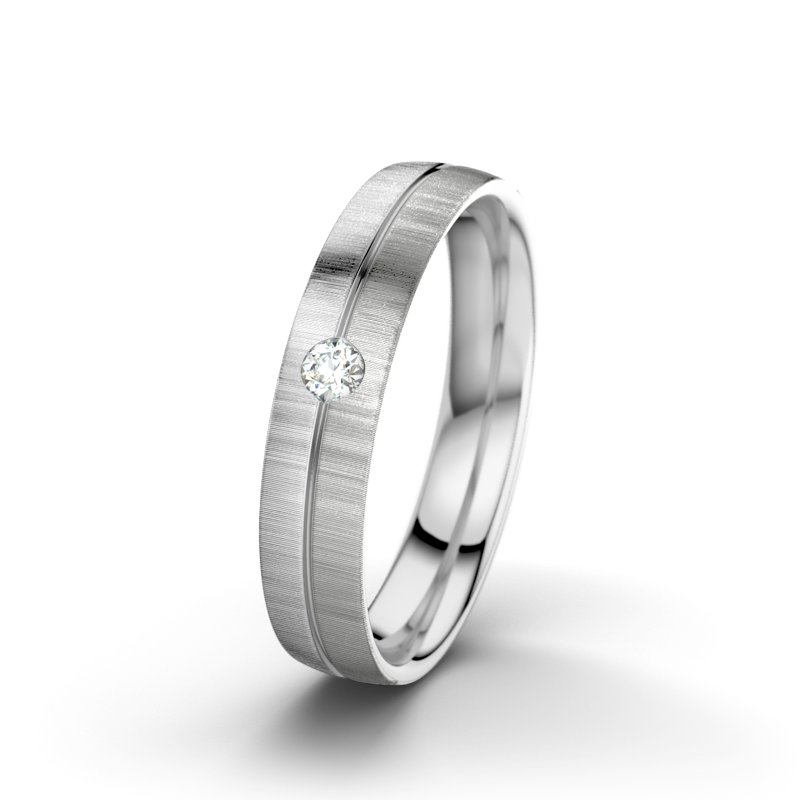 Diamantring Catherine F4, Weißgold 585 quermatt, von vorn