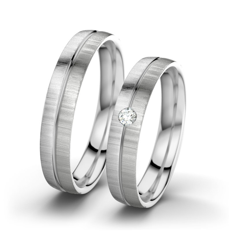Diamantring Catherine F4, Weißgold 750 quermatt, von vorn