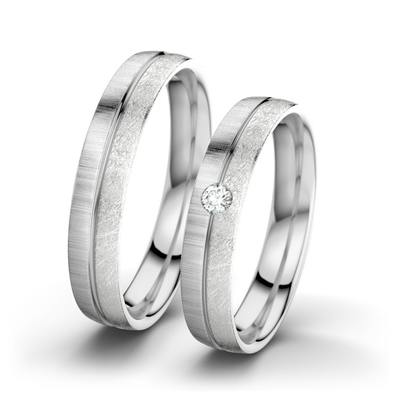 Diamantring Catherine F4, Weißgold 750 quermatt, von vorn