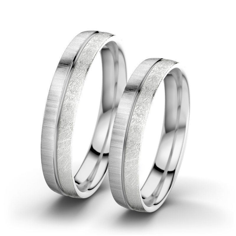 Kein Stein Weißgold quermattring Catherine F4, Weißgold 585 quermatt, von vorn