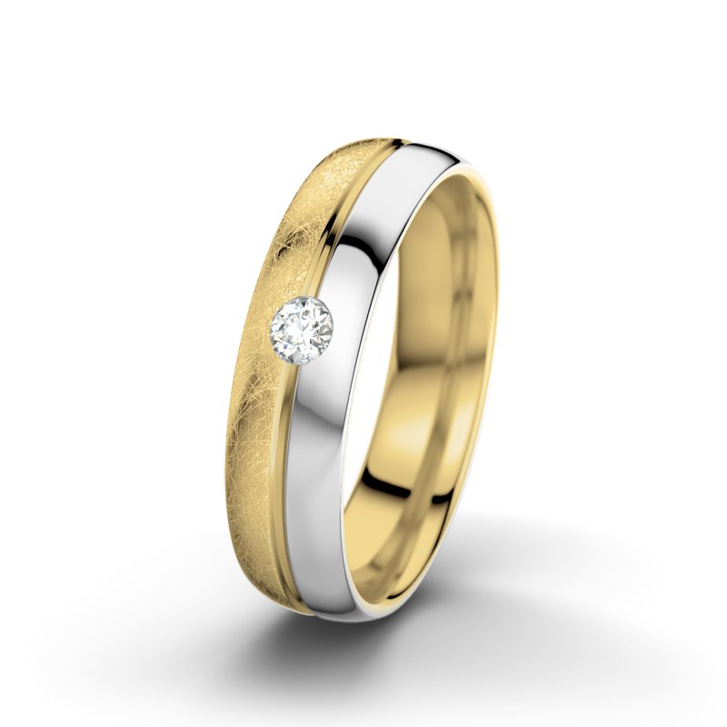 Diamantring Catherine F5, Gelbgold 585 eismatt, von vorn
