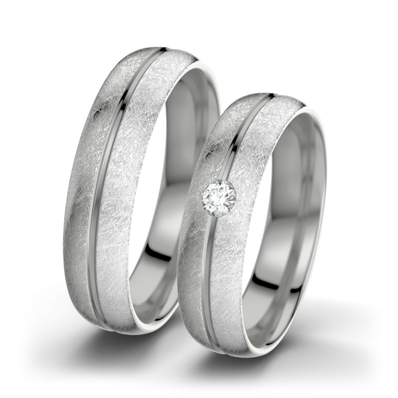 Diamantring Catherine F5, Palladium 585 eismatt, von vorn