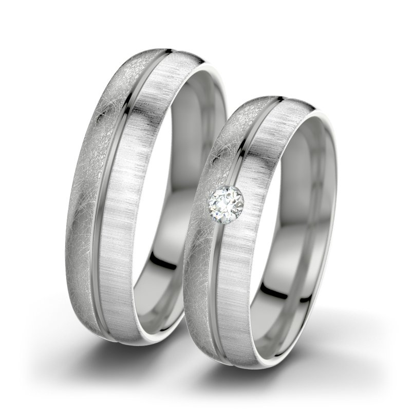 Diamantring Catherine F5, Palladium 585 eismatt, von vorn