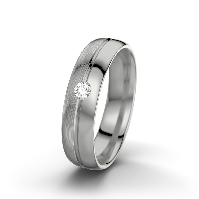 Diamantring Catherine F5, Palladium 950 längsmatt, von vorn