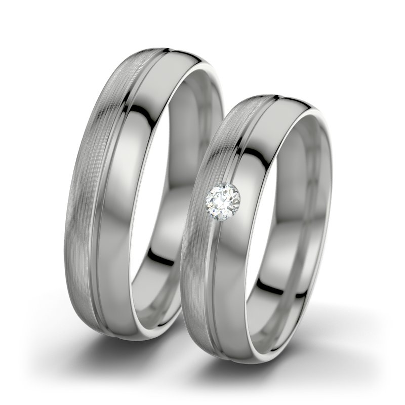 Diamantring Catherine F5, Palladium 950 längsmatt, von vorn