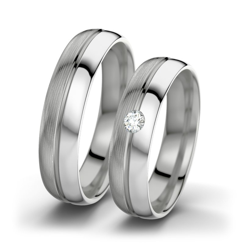 Diamantring Catherine F5, Palladium 950 längsmatt, von vorn