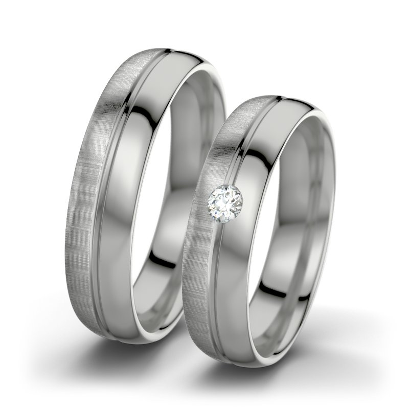 Diamantring Catherine F5, Palladium 950 quermatt, von vorn