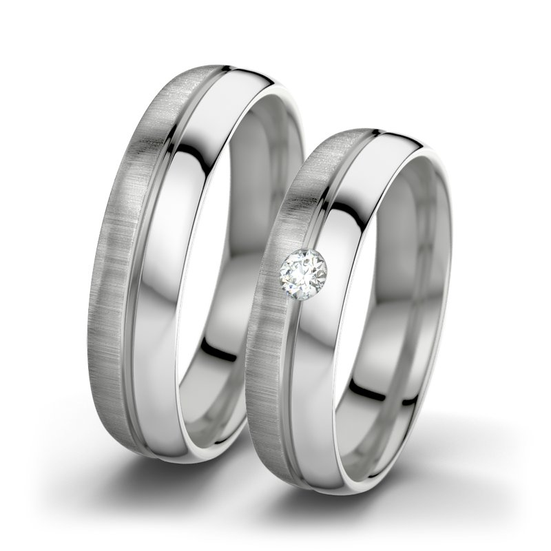 Diamantring Catherine F5, Palladium 585 quermatt, von vorn