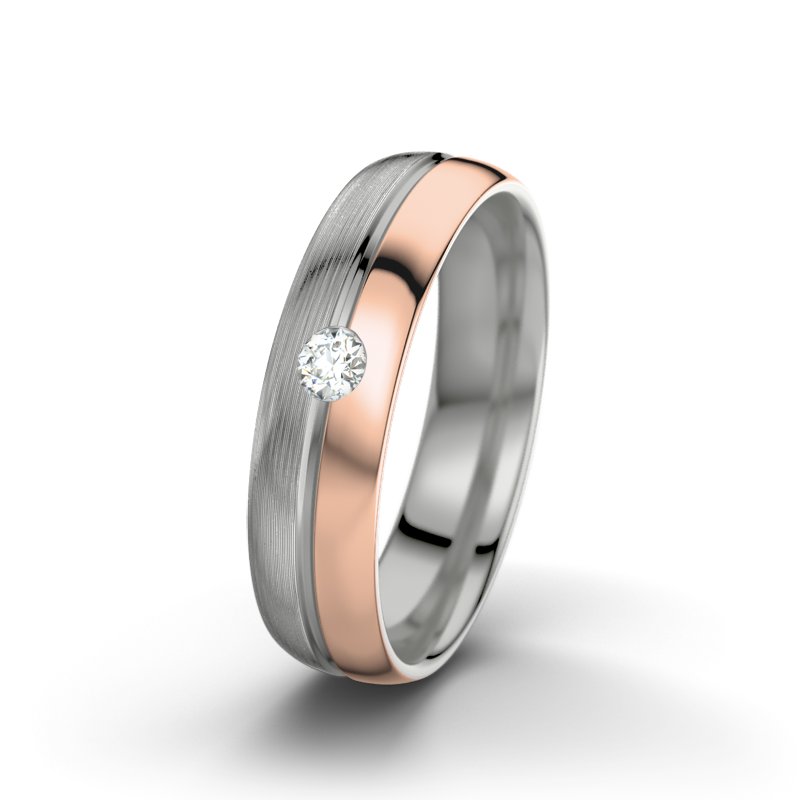 Diamantring Catherine F5, Platinum 600 längsmatt, von vorn