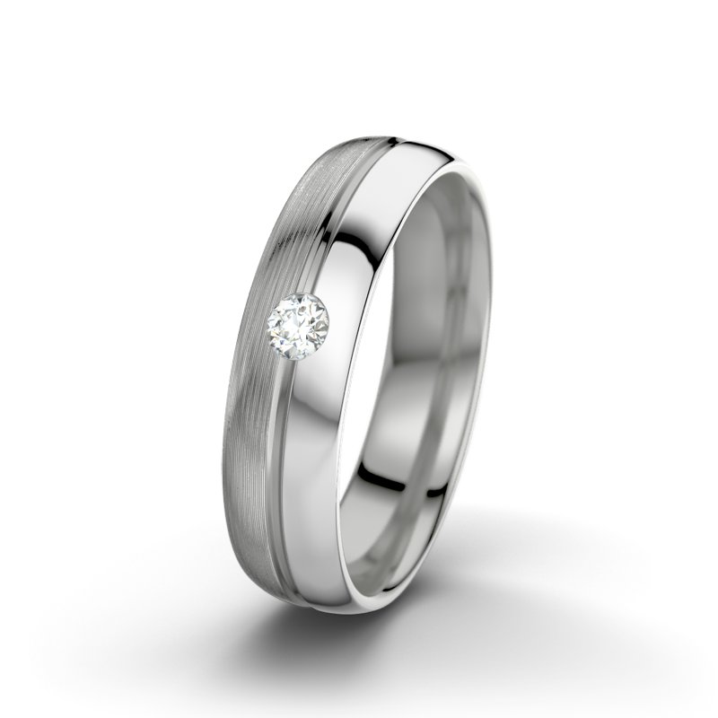 Diamantring Catherine F5, Platinum 600 längsmatt, von vorn