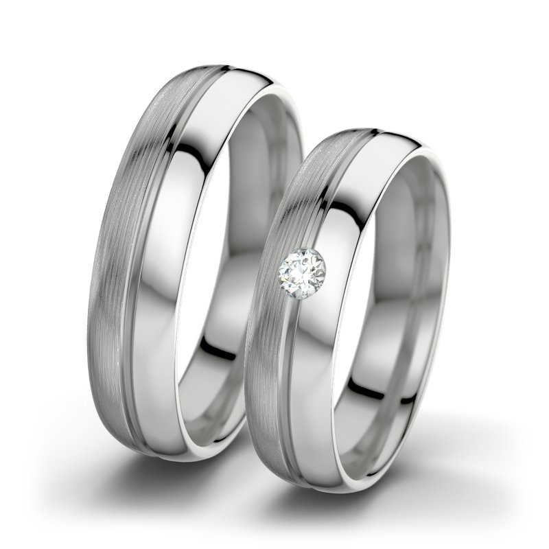 Diamantring Catherine F5, Platinum 600 längsmatt, von vorn