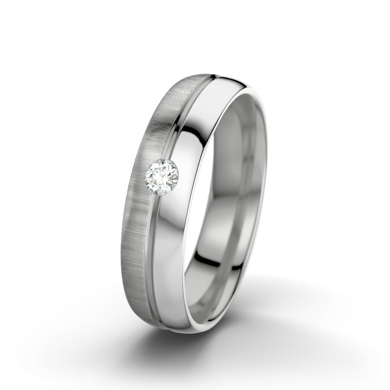 Diamantring Catherine F5, Platinum 600 quermatt, von vorn