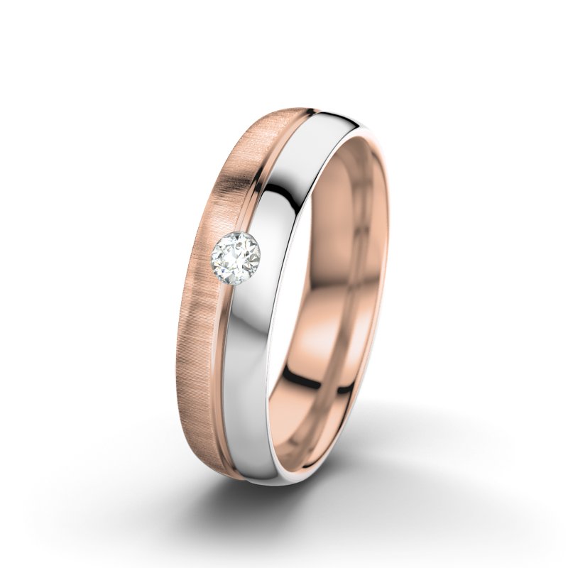 Diamantring Catherine F5, Rotgold 750 quermatt, von vorn