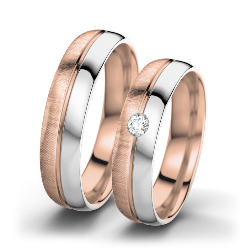 Diamantring Catherine F5, Rotgold 750 quermatt, von vorn