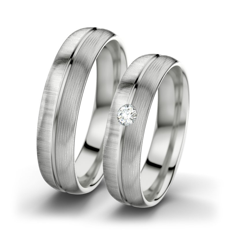 Diamantring Catherine F5, Sterlingsilber 925 quermatt, von vorn