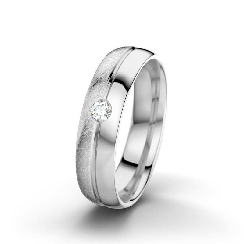 Diamantring Catherine F5, Weißgold 585 eismatt, von vorn
