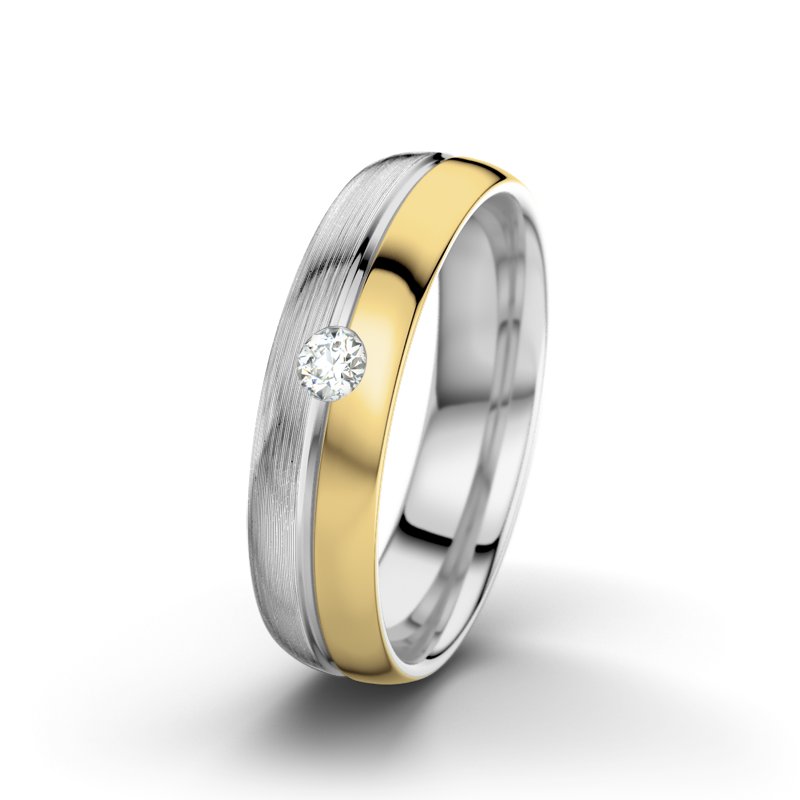 Diamantring Catherine F5, Weißgold 585 längsmatt, von vorn