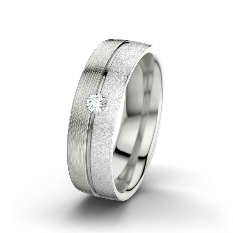 Diamantring Catherine F6, Sterlingsilber 925 längsmatt, von vorn