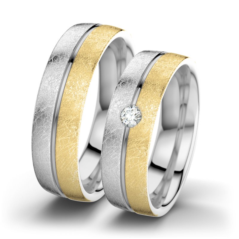 Diamantring Catherine F6, Weißgold 375 eismatt, von vorn