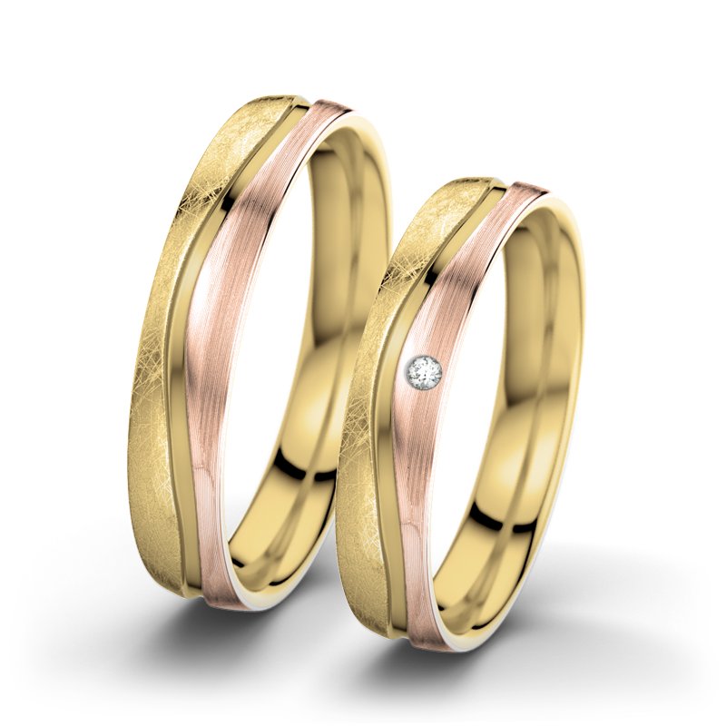 Diamantring Cher F4, Gelbgold 375 eismatt, von vorn