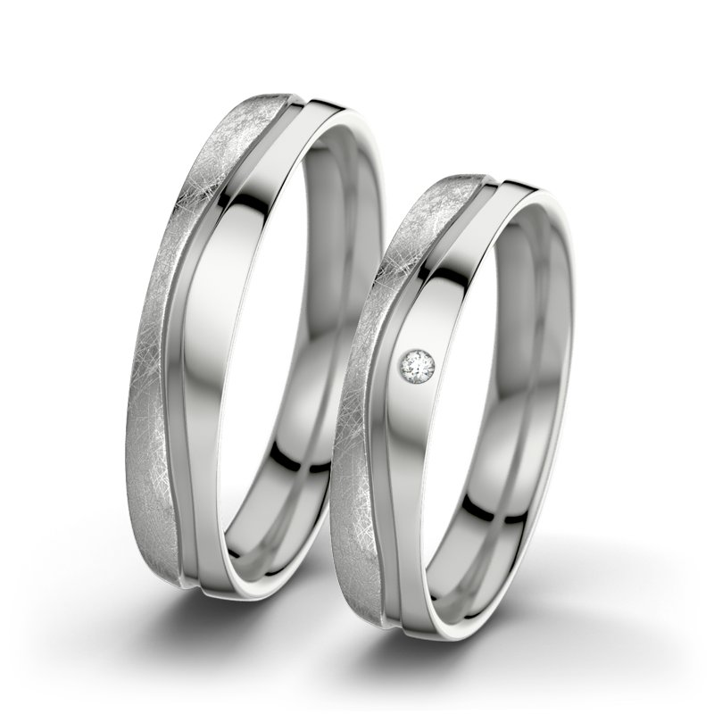 Diamantring Cher F4, Palladium 585 eismatt, von vorn