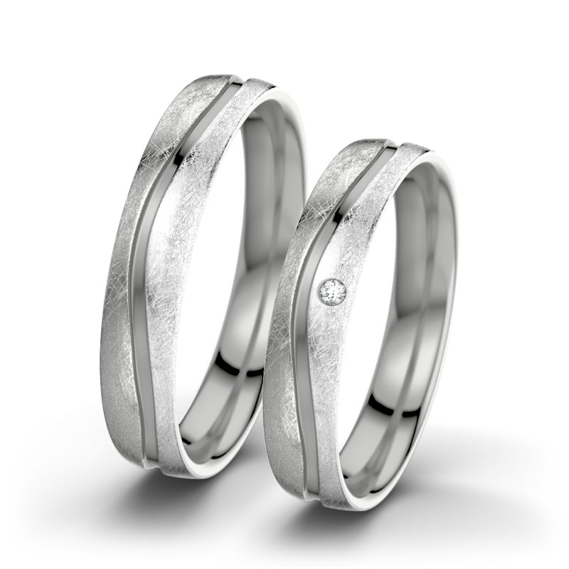 Diamantring Cher F4, Palladium 585 eismatt, von vorn