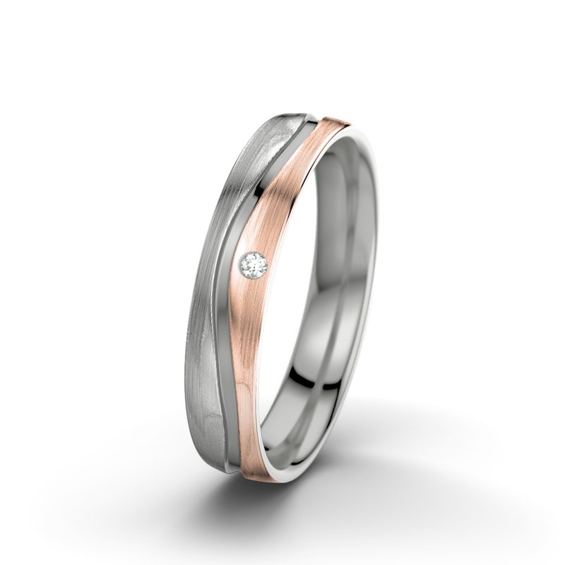 Diamantring Cher F4, Palladium 950 längsmatt, von vorn