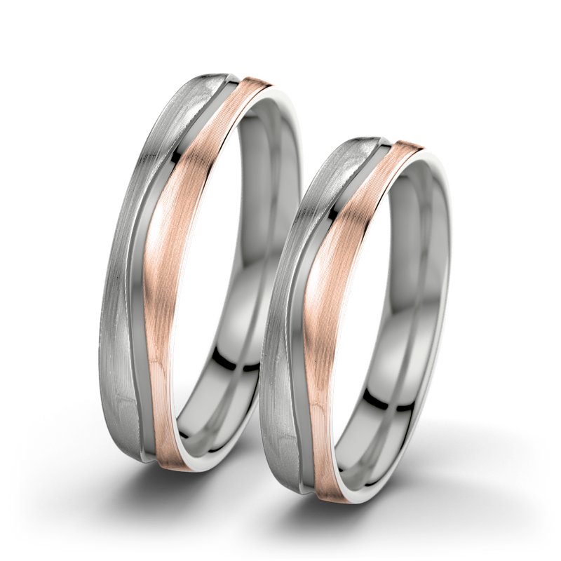 Kein Stein Palladium längsmattring Cher F4, Palladium 585 längsmatt, von vorn