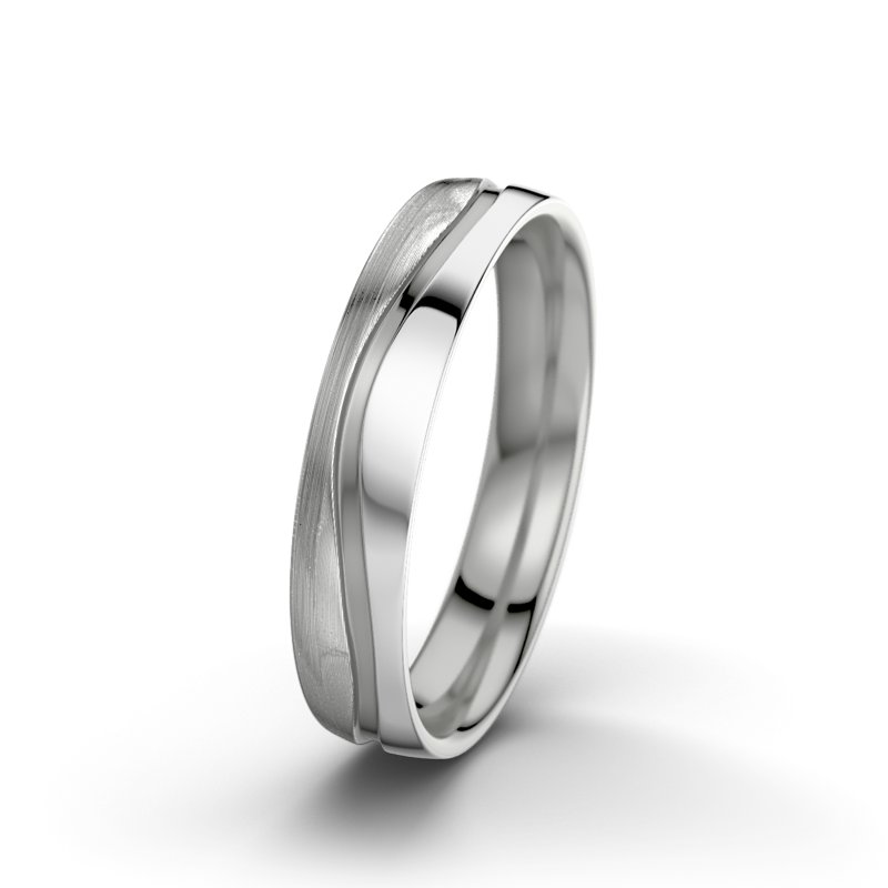 Kein Stein Palladium längsmattring Cher F4, Palladium 585 längsmatt, von vorn