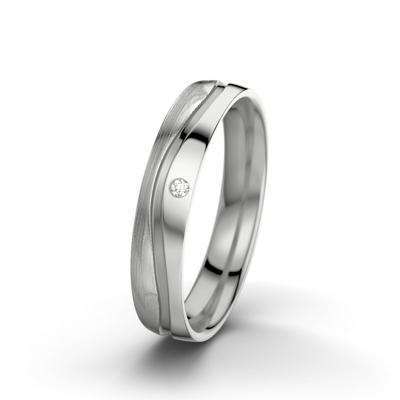 Diamantring Cher F4, Platinum 950 längsmatt, von vorn