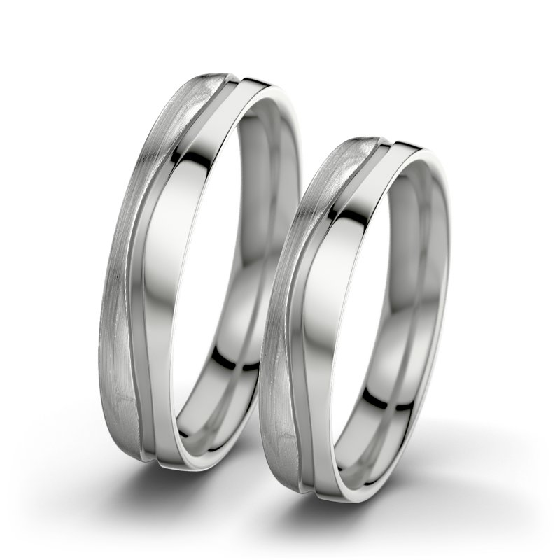 Kein Stein Platinum längsmattring Cher F4, Platinum 950 längsmatt, von vorn