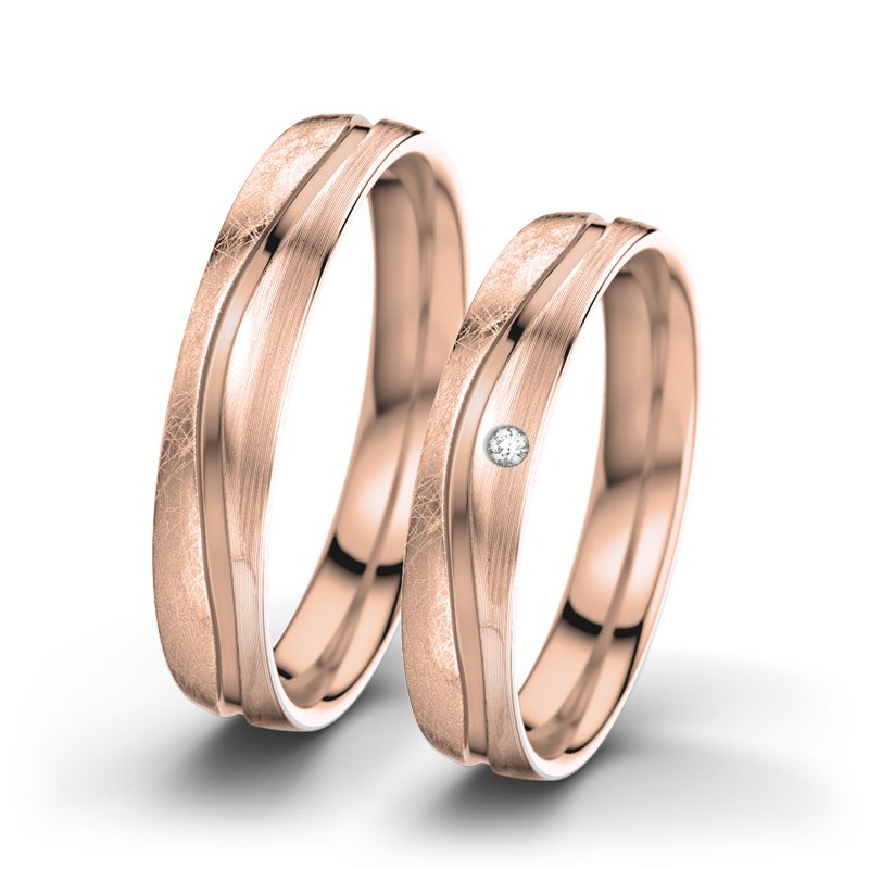 Diamantring Cher F4, Rotgold 375 eismatt, von vorn