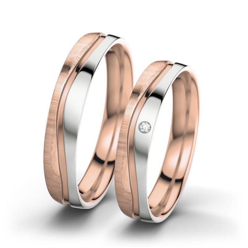 Diamantring Cher F4, Rotgold 375 quermatt, von vorn