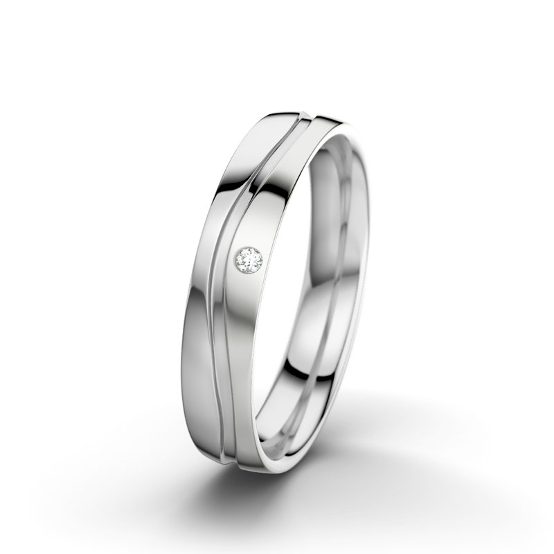 Diamantring Cher F4, Weißgold 585 poliert, von vorn