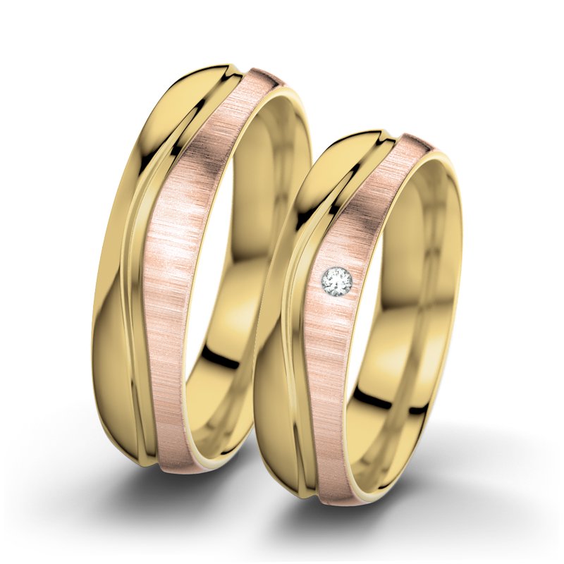 Diamantring Cher F5, Gelbgold 375 poliert, von vorn