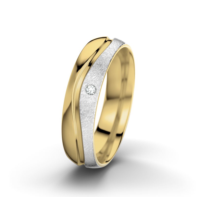 Diamantring Cher F5, Gelbgold 750 poliert, von vorn