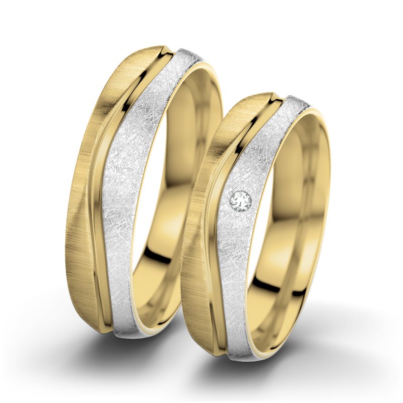 Diamantring Cher F5, Gelbgold 585 quermatt, von vorn