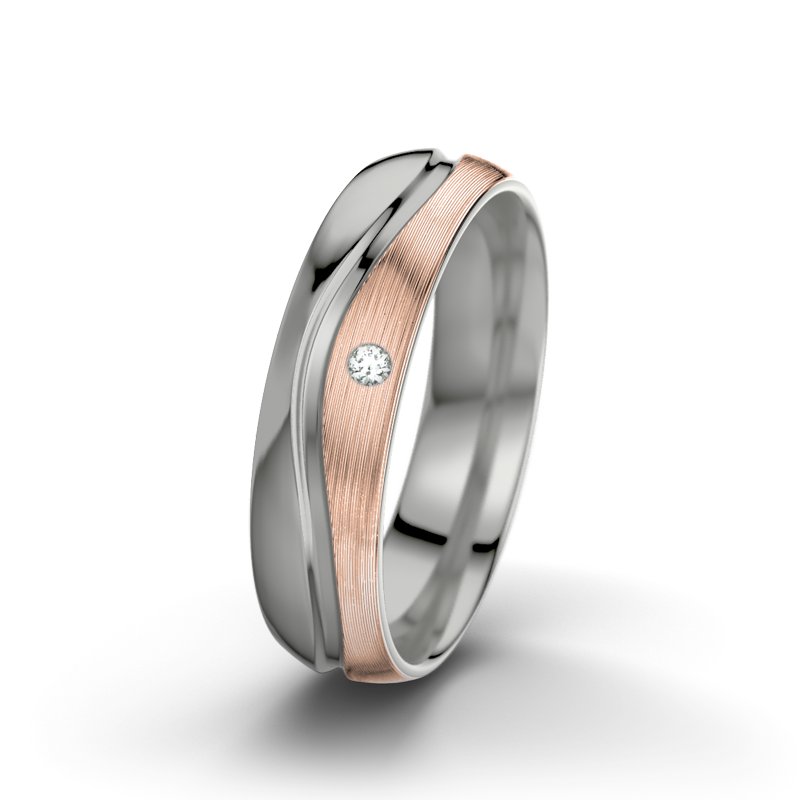 Diamantring Cher F5, Palladium 585 poliert, von vorn