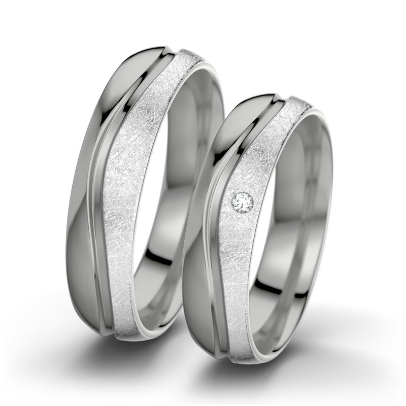 Diamantring Cher F5, Palladium 585 poliert, von vorn