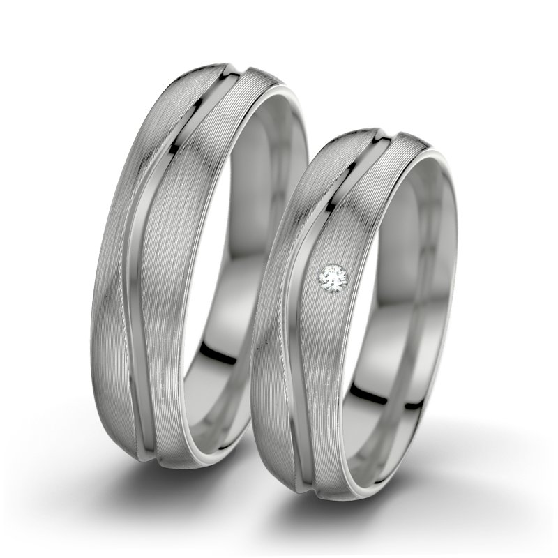 Diamantring Cher F5, Platinum 600 längsmatt, von vorn