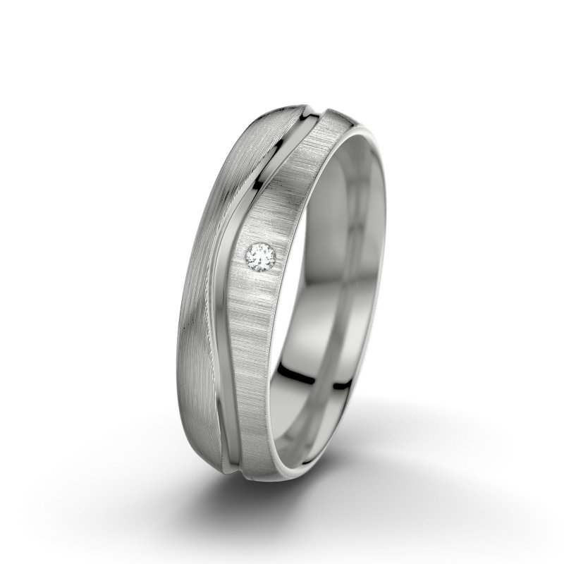 Diamantring Cher F5, Platinum 600 längsmatt, von vorn