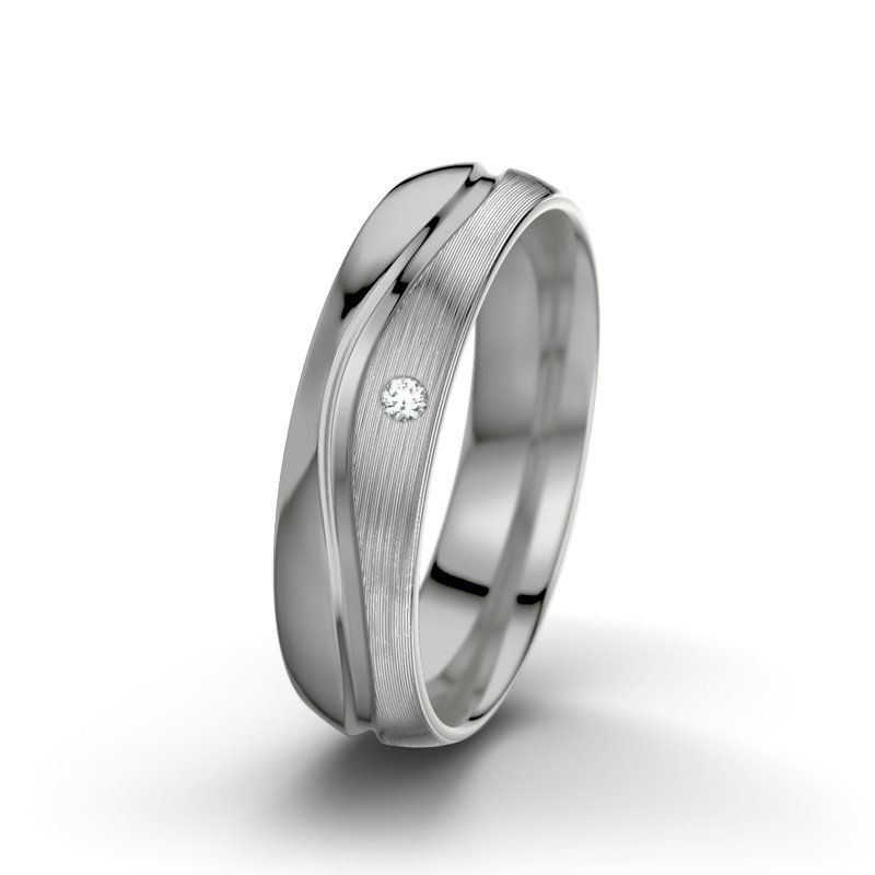 Diamantring Cher F5, Platinum 600 poliert, von vorn