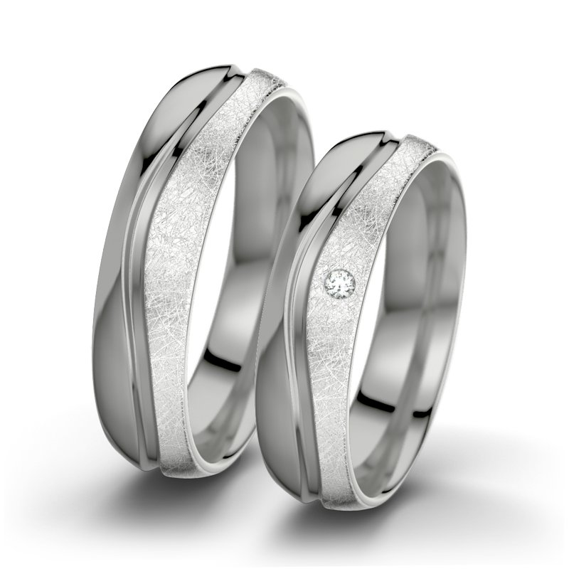 Diamantring Cher F5, Platinum 950 poliert, von vorn
