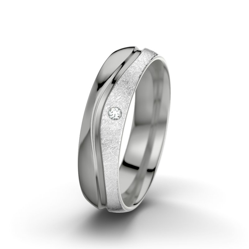 Diamantring Cher F5, Platinum 600 poliert, von vorn